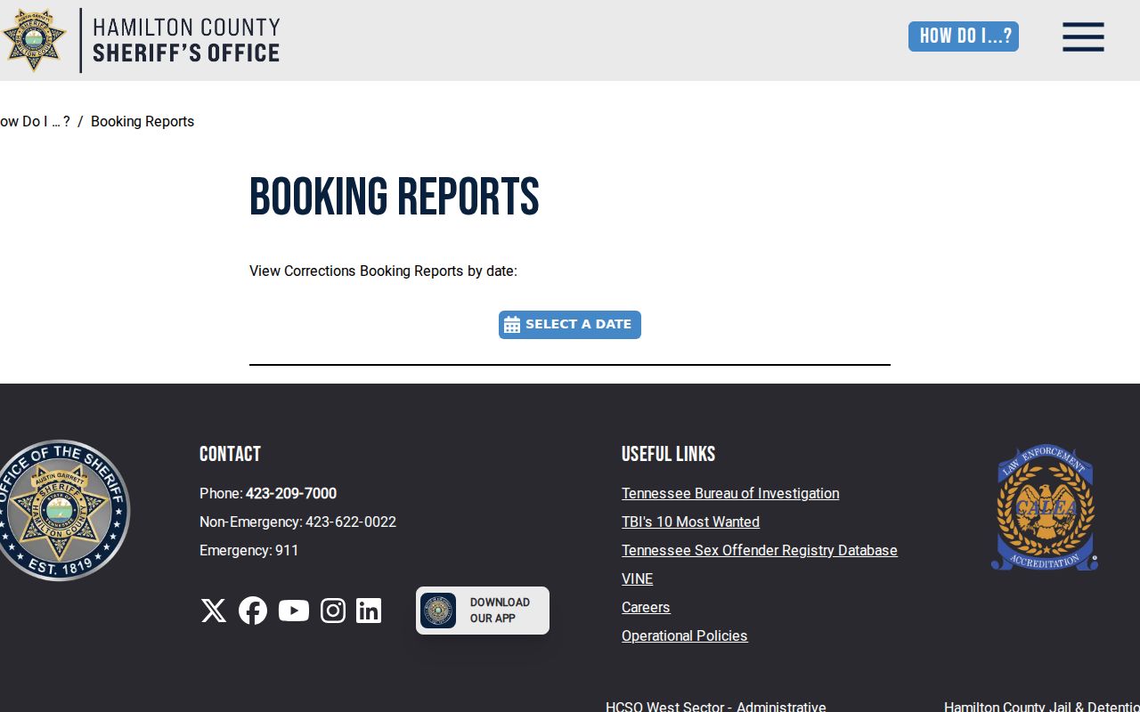 Hamilton County arrest search official booking reports by date