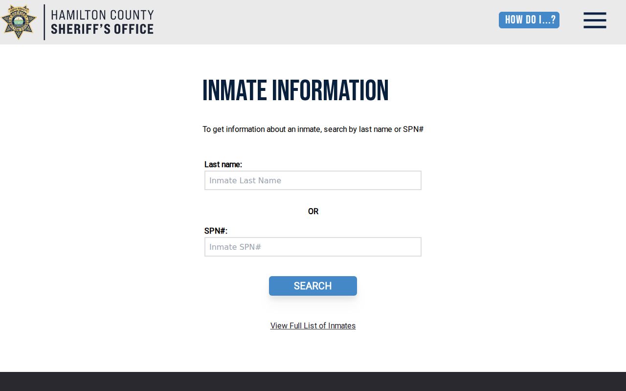 Hamilton County arrest search in the HCSO current inmate roster