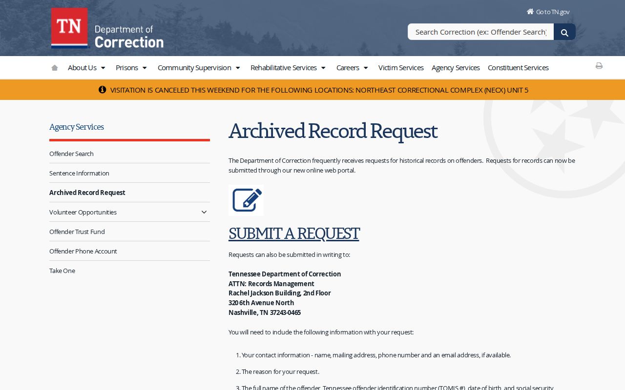 Hamilton County arrest history follow-up through TDOC archived records