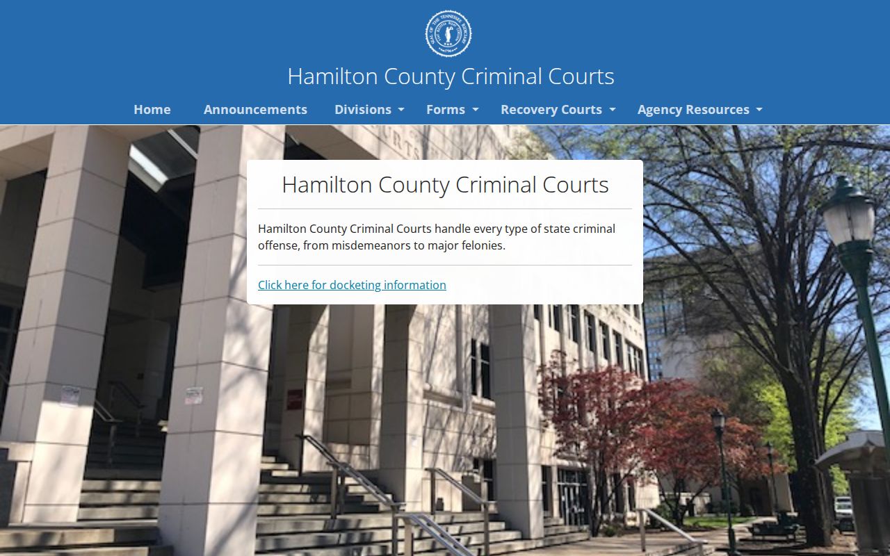 Hamilton County court case lookup at the Criminal Courts website
