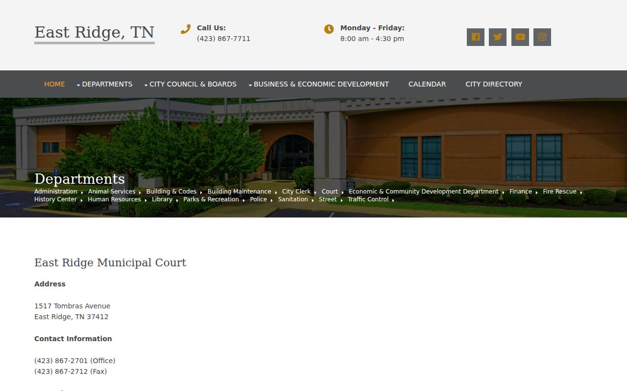 East Ridge Municipal Court official details page