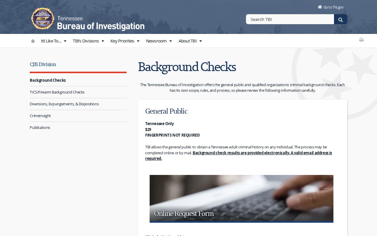 Hamilton County criminal records TBI background check options