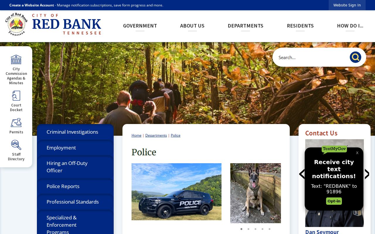 Official Red Bank Police Department page