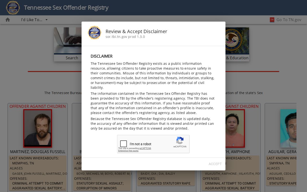 Hamilton County sex offender lookup on the Tennessee registry